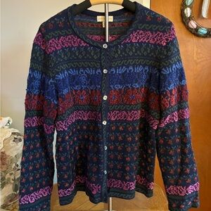 Appleseed's Multicolor Knit Cardigan in Navy, Green & Pink